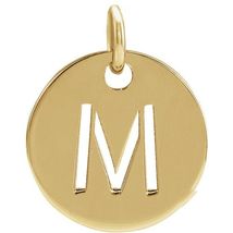 18k Gold Plated 925 Silver Initial M Disc 0.39" Pendant for Men or Women - $82.00