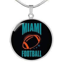 Express Your Love Gifts Miami Circle Pendant Football Fan Necklace Engraved 18k  - £54.76 GBP