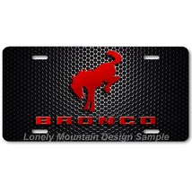 Ford Bronco Text Inspired Art Red on Mesh FLAT Aluminum Novelty License ... - £14.32 GBP