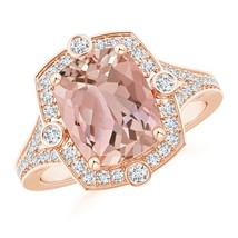 ANGARA 3 Ct Art Deco Inspired Morganite Ring with Dia... - $2,727.12