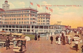Atlantic City New Jersey~Hotel Rudolph &amp; Boardwalk Postcard 1912 Pstmk - £8.78 GBP