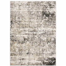 10 X 13 Grey Ivory Beige Charcoal Black Tan And Brown Abstract Power Loom Stain - $1,116.49