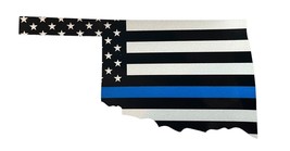 OKLAHOMA Thin Blue Line USA Flag Reflective Decal Sticker Police - £6.22 GBP