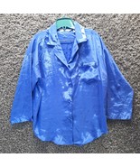 VTG Victoria Secret PJ Top Sleep Shirt Women Small Blue Satin Sleepwear ... - £14.74 GBP