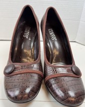 Franco Sarto Brown Crocodile Leather Pumps 8.5M Timeless Heels -Classic ... - $34.56