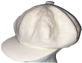 VTG Linen Flat Cap Newsboy Newsie Hat 8 Panel Applejack August Hat Handworked - £44.10 GBP