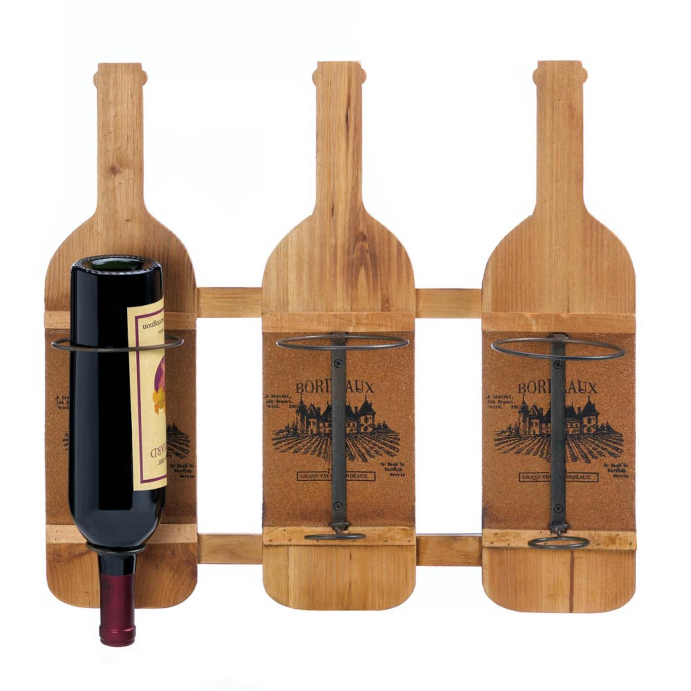 Bordeaux Wooden Bottle Holder for 3 Bottles of Your Favorite Vintage Wine - $59.95