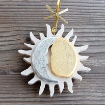 Golden Wooden Moon and Sun Wall Window Decoration - £27.03 GBP