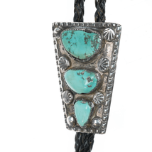 38&quot; c1960 c-31 Zuni Sterling bolo tie with nice turquoise - $277.20