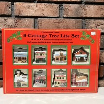 Vintage Yule Rite Christmas Town 8 Cottage Tree Lite Light Set Ornaments... - £15.49 GBP