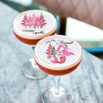 Edible Holiday Cocktail Toppers, Pink Christmas Girls Night out Bachelorette Par - £11.56 GBP