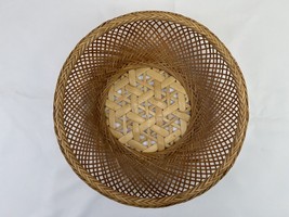 Vtg MCM Woven Wicker Rattan Basket Boho Farmhouse Table or Wall Decor 9.5” Japan - $19.79