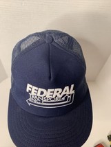 Vintage Federal Transport Inc Truckers Hat Ball Cap Snapback Blue Mesh - £6.36 GBP