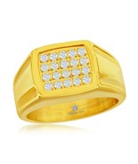 Gold Tone Stainless Steel Clear CZ Square Men Boxing Band Ring - $75.21 CAD