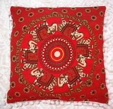 Traditional Jaipur Floral Elephant Mandala Pillow Covers, Pom Pom Cushio... - $9.99