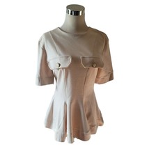 H&amp;M Peplum Short Sleeve Cream Blush Top Size 4 - £15.09 GBP