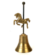 Vintage Brass Hand Bell w/ Carousel Horse - 6.5&quot; Tall - $262.64 MXN