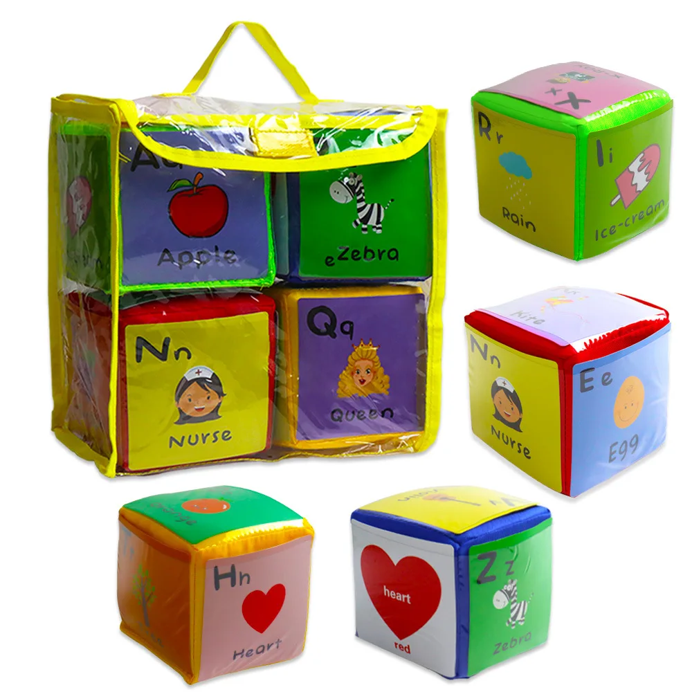 Children Cube Toy DIY Soft Dice Card Insertion Stacking Blocks With Pocket Early - £10.87 GBP+