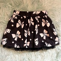 Sonoma Girls Skort Sz 6 Black White Bow Print Tulle Lining Skirt Built In Briefs - £7.84 GBP