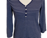 Old Navy Women&#39;s 3/4 Sleeve Ribbed Knit Top Navy/White Striped, Sz M - £7.58 GBP