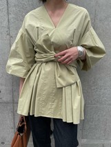 YIZZHOY New Spring Summer Women V Neck Flare Sleeve Loose Blouse Japan Style Ele - £82.33 GBP