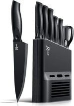 Randalfy Kitchen Knife Set With Block, 7 Pcs. Chef Knife Set With, And Cutting - $34.94