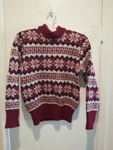 Nordic Fair Aisle Wool Sweater Made in Norway Burgundy Blue Beige Boys Size M? - $44.50