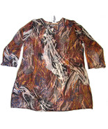 Beach Cover Up Womens Tunic Top Animal Print Sheer Sequined 3/4 Sleeve - $14.00