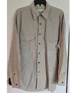 Womens XL Perry Ellis 100% Linen Tan Button Up Shirt Top Blouse - €16,18 EUR