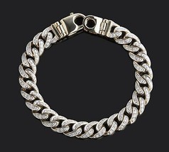 2.40 Carats Homme Miami Cubain Lien Diamant Bracelet 14k or Jaune - £5,886.12 GBP