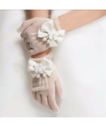 Flower Baby Girls Bow Tie Lace Party Ivory Gloves - £6.29 GBP