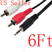 6ft 3.5mm PC Aux 1/8&quot; Mini Stereo to Dual 2 RCA Gold Audio Cable Male/Male - $15.99