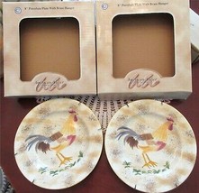 2 American Atelier At Home Rooster Salad Dessert 8.25&#39;&#39; Plate New Box Style C - £14.88 GBP