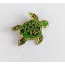 Vintage Green Sea Turtle With Gold Tone Trim Lapel Hat Pin - £6.59 GBP