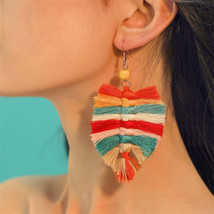 Red &amp; Orange Howlite Palm Leaf Drop Earrings - £3.18 GBP