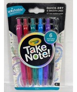 Crayola Take Note Washable Gel Pens 6 Pens Quick Dry 0.7mm Medium Point - $93.53 MXN