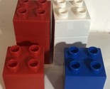 Lego Duplo 2x2 Lot Of 10 Pieces Parts Red White Blue - $6.92