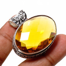 Citrine Topaz Vintage Style Gemstone Ethnic Gifted Pendant Jewelry 1.40&quot; SA 2241 - £5.86 GBP