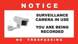 Surveillance Camera In Use Security Warning Stickers / 6 Pack + FREE Shipping - £4.57 GBP