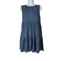 Rewind Womens Tiered Shift Dress Size XL Blue Knit Eyelet Ruffled Hem New - £17.26 GBP