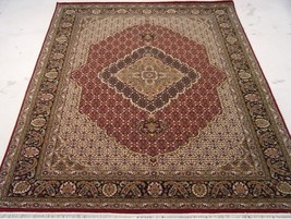 Traditional Rug Burgundy-Black 5&#39; x 8&#39;  Natural Osmanabad Wool &amp; Silk B-70025 - £1,037.44 GBP