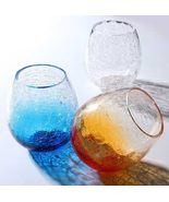 interoknack Ocean Crackle Glass Tumbler Set 360ml  Handblown Crystal Co... - $209.26 CAD