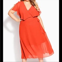 NWT City Chic Softly Tied Midi Dress in Orange Size 14 - £52.12 GBP