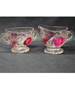 Vintage Westmoreland Della Robbia Creamer &amp; Sugar Bowl Flashed Embossed ... - $15.25