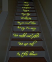 ( 35&quot; x 63&quot; ) Glowing Vinyl Stairs Decal Quote In this House We Are Family We Do - £120.55 GBP