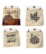 Set of 4 FALL theme checkered print 16” pillow cases covers pumpkin patch - £24.12 GBP