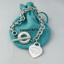 7” small  Please Return to Tiffany &amp; Co Heart Tag Toggle Charm Bracelet - £375.22 GBP