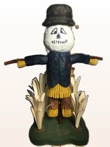 Halloween Straw Filled Cornfield Scarecrow  - Signe &amp; Dated  Wood Carved - £32.06 GBP