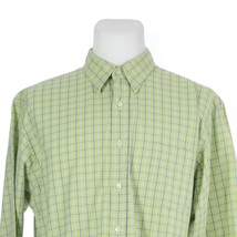 J Crew Green Blue Check Button Front Dress Shirt Mens Large 16 16.5 - $24.56