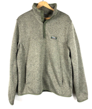 LL Bean Sweater Fleece Pullover Gray Large Slightly Fitted Mens 1/4 Snap Up - £95.24 GBP